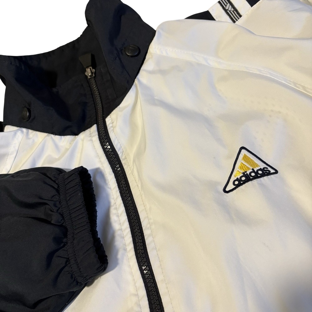 Vintage 90s Adidas Windbreaker Men Black White 3XL Full Zip Performance Teamwear